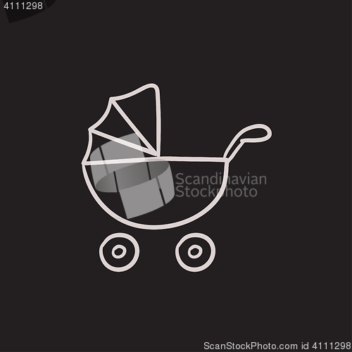 Image of Baby stroller sketch icon.