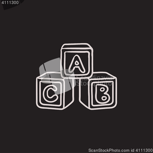 Image of Alphabet cubes sketch icon.