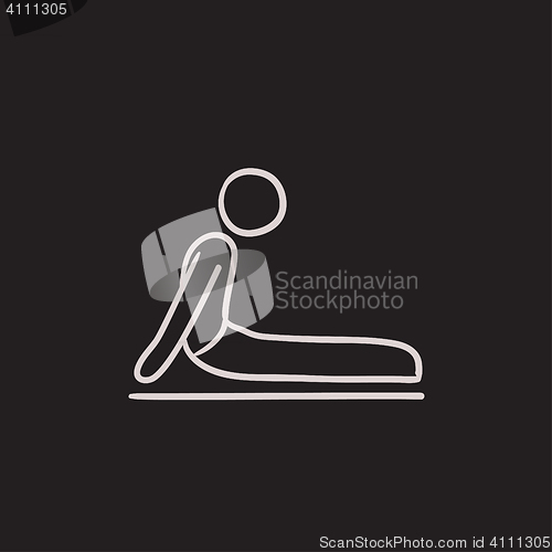 Image of Man practicing yoga sketch icon.