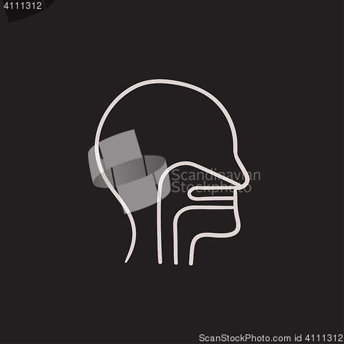 Image of Human head with ear, nose, throat sketch icon.