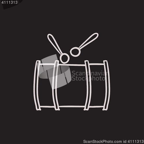 Image of Drum with sticks sketch icon.