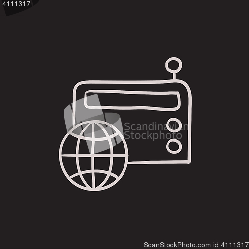 Image of Retro radio sketch icon.