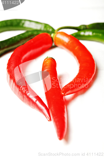 Image of Red and green chili peppers