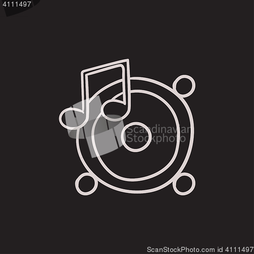 Image of Loudspeakers with music note sketch icon.