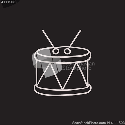 Image of Drum with sticks sketch icon.