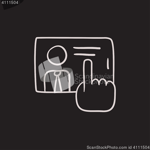 Image of Hand touching screen sketch icon.