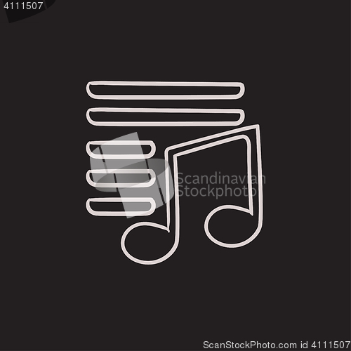 Image of Musical note sketch icon.