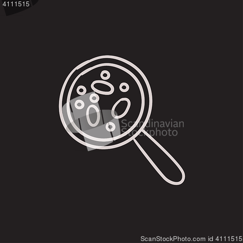 Image of Microorganisms under magnifier sketch icon.