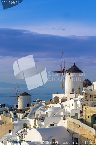 Image of Oia village at sunset, Santorini island