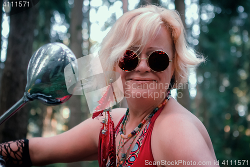 Image of Portrait of Mature Hippie Woman
