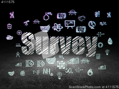 Image of Science concept: Survey in grunge dark room