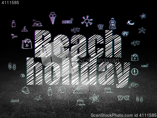 Image of Tourism concept: Beach Holiday in grunge dark room
