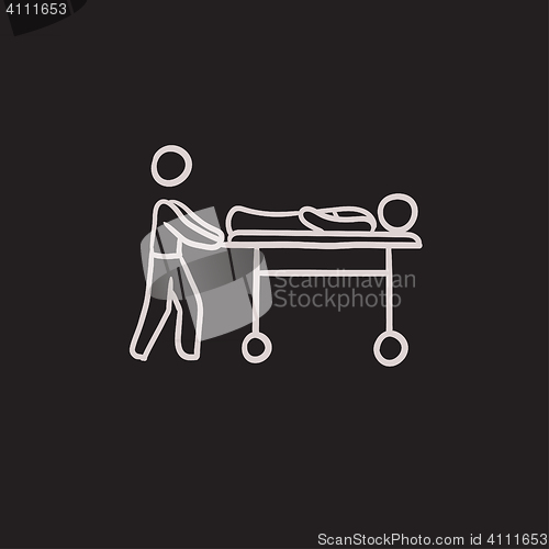 Image of Man pushing stretchers sketch icon.