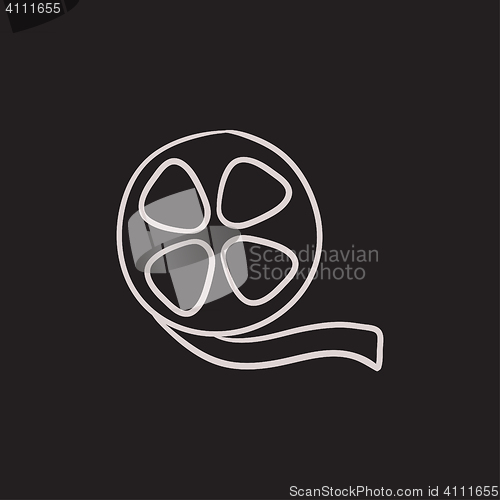 Image of Film reel sketch icon.