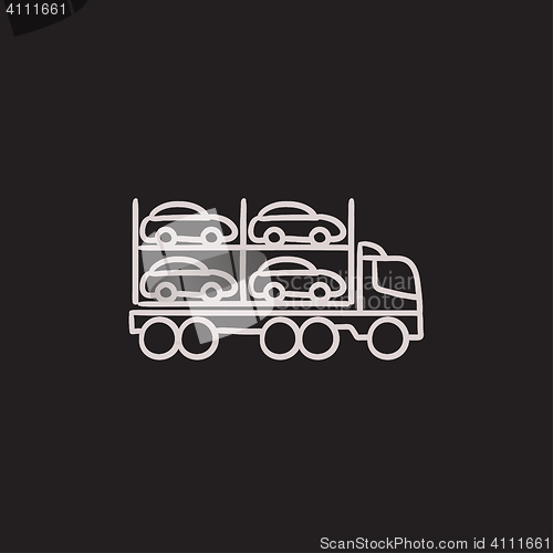 Image of Car carrier sketch icon.