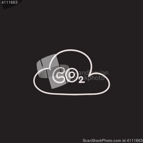 Image of CO2 sign in cloud sketch icon.