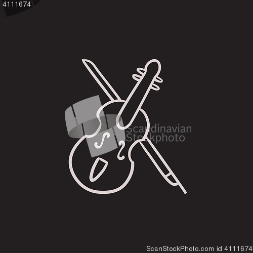 Image of Violin with bow sketch icon.