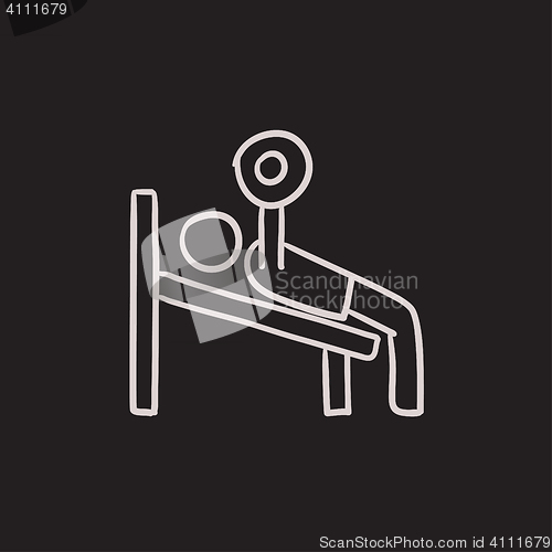 Image of Man lifting barbell sketch icon.