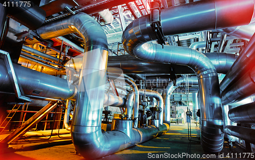 Image of Industrial zone, Steel pipelines and valves