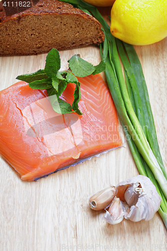 Image of Salmon fish and other ingredients