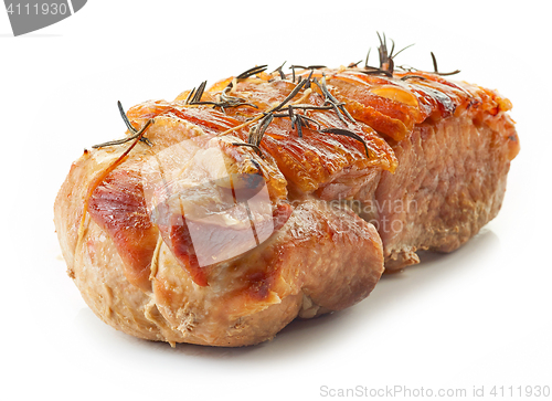Image of roasted pork on white background