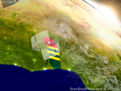 Image of Togo with flag in rising sun