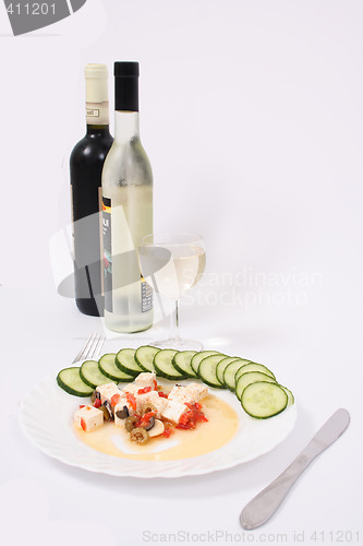 Image of cheese and wine