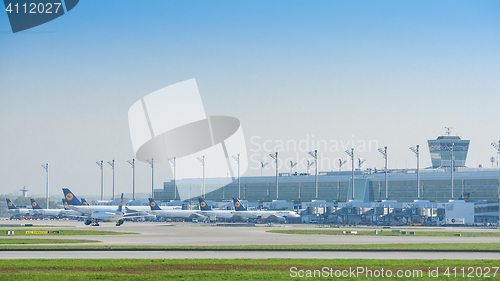 Image of New modern international passenger Lufthansa terminal at Munich 