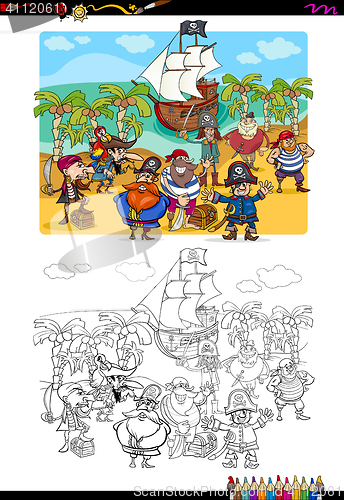 Image of pitrate group coloring page