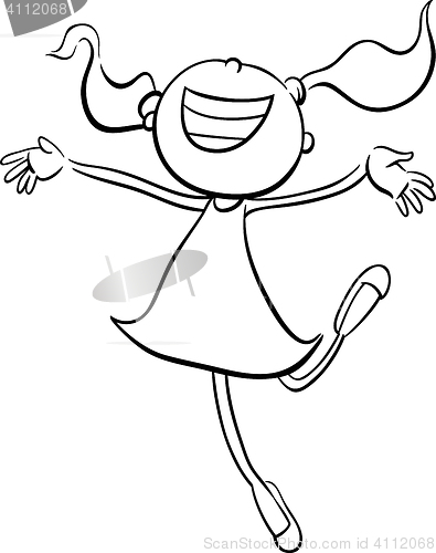 Image of happy girl coloring book