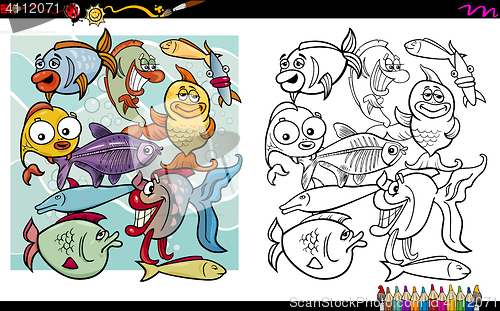 Image of fish characters coloring page