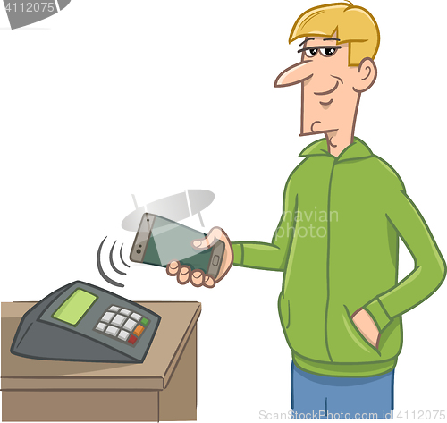 Image of man paying with smart phone