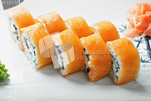 Image of Creamy salmon roll closeup