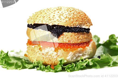 Image of Caviar burger against white