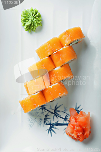 Image of Creamy salmon roll above view