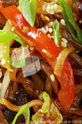 Image of Red paprika with buckwheat noodles