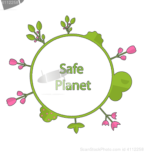 Image of Frame form circle green earth plant flower cry safe planet