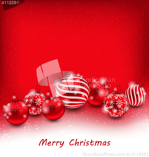 Image of Christmas Abstract Background with Red Balls