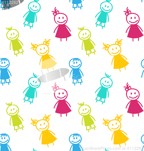 Image of Seamless Background with Smiling Girls and Boys