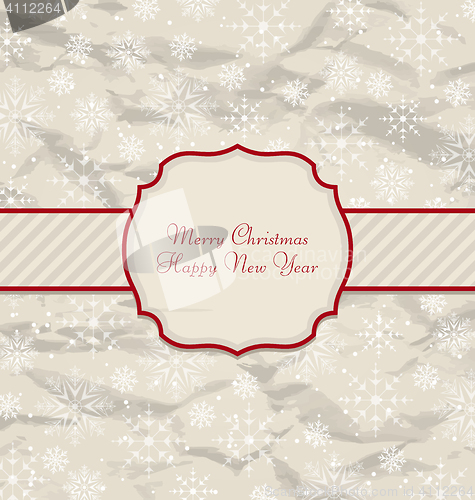 Image of Old Invitation with Snowflakes Texture for Winter Holidays