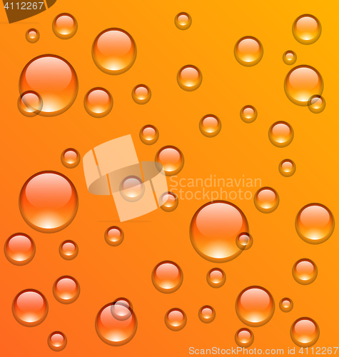 Image of Clean water droplets on orange surface
