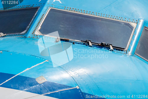 Image of Cockpit close up of jet airplane