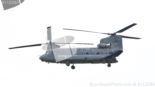 Image of LEEUWARDEN, NETHERLANDS - JUNI 11 2016: Chinook CH-47 military h