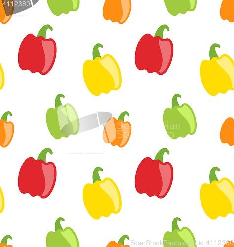 Image of Seamless Pattern with Colorful Bell Peppers
