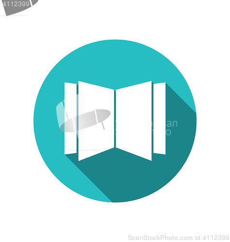 Image of Icon open magazine newspaper cuted on round blue backdrop