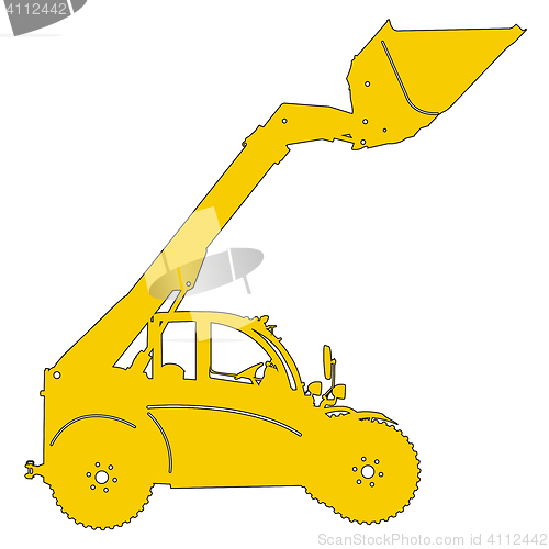 Image of Silhouette of a heavy loaders with a ladle. illustration.