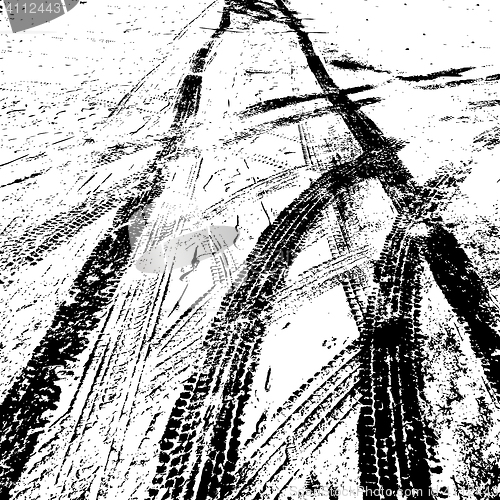 Image of Grunge background with black tire track. illustration.