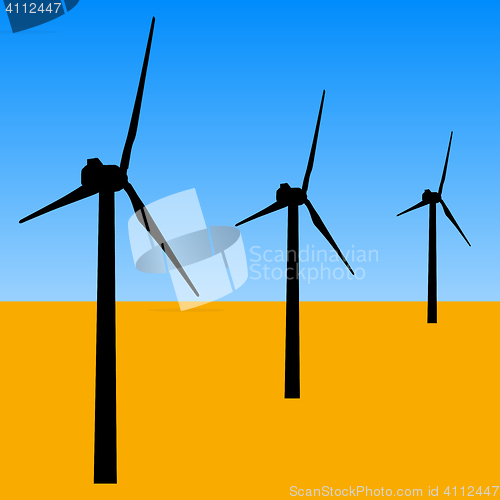 Image of windmills for electric power production illustration