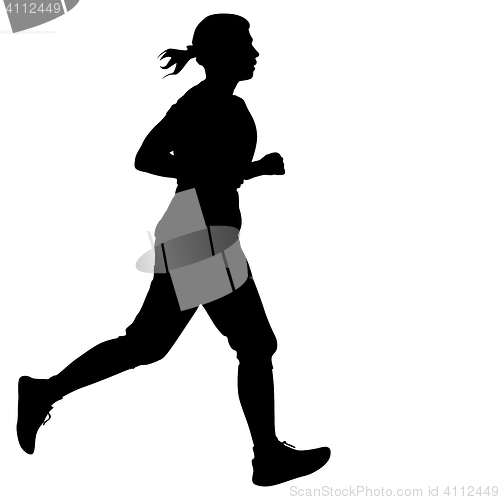 Image of Silhouettes Runners on sprint, women. illustration.