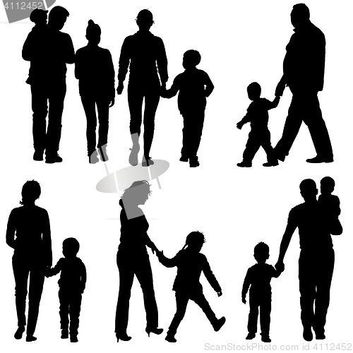 Image of Black silhouettes Family on white background. illustratio